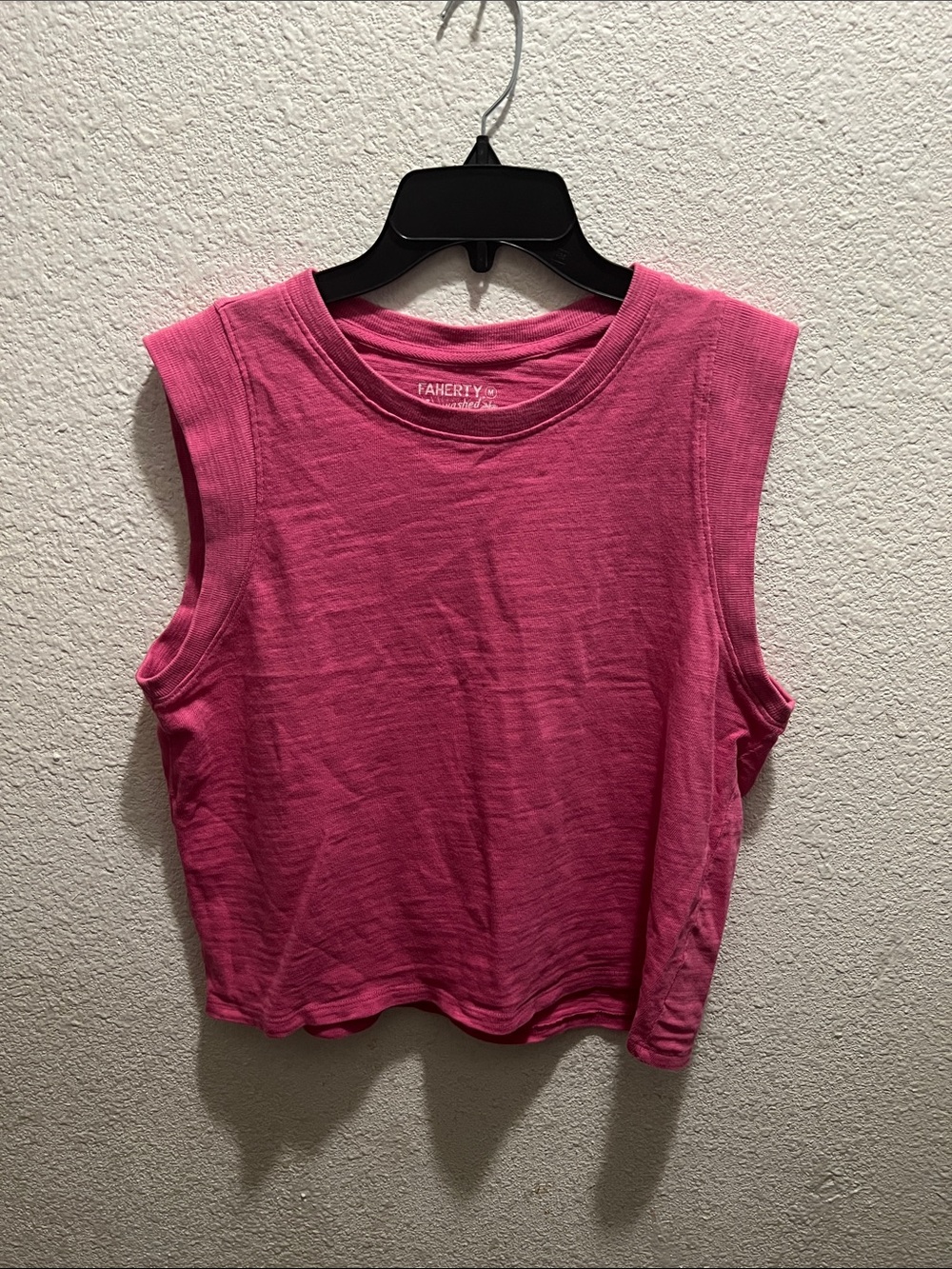 Faherty Hot Pink Cotton Muscle Tank - Sleeveless Crop Top